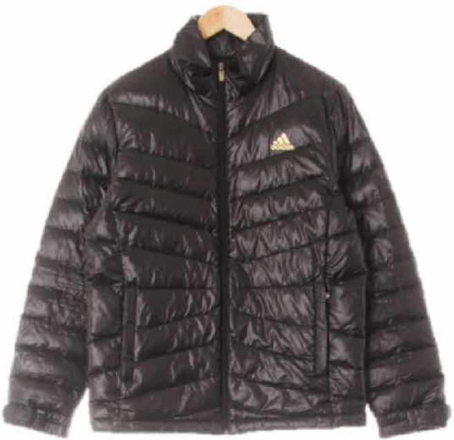 4967 ADlDAS 블랙 구스다운 로고경량유광패딩 [90]