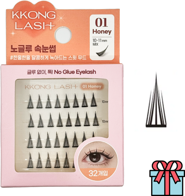 꽁래쉬 노글루 인조 부분 속눈썹 32pcs + 사은품(랜덤), 3개, 01허니(honey)