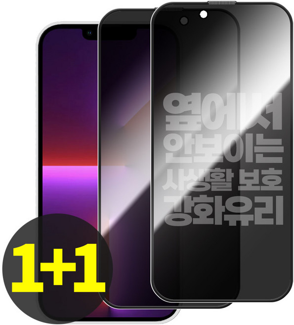 리빙그레이 1+1 아이폰13 프로 프로맥스 미니 사생활 보호 강화유리 풀커버 액정 보호 필름, 2개