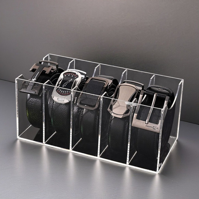 포디자인 벨트 넥타이 다용도 투명 아크릴 보관함 정리함 수납함 수납 케이스 칸막이 전시 상자 5구, 1개