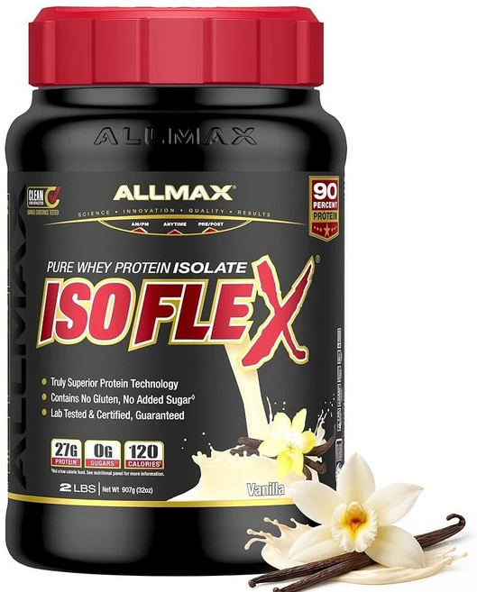 ALLMAX ISOFLEX 순수 분리 유청 단백질 파우더 - 글루텐 프리 저유당 무설탕 고단백질 클린 케토 친화적 운동 전 보충제 여성 및 남성용 | 초콜릿 땅콩 버, 2파운드(1팩), 바닐라, 907g - 쿠팡