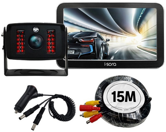 아이소라 소니 207만 화소 적외선 화물차 특장차 후방카메라 풀세트, 카메라+7인치모니터(블랙), Y시거잭+일체형15M