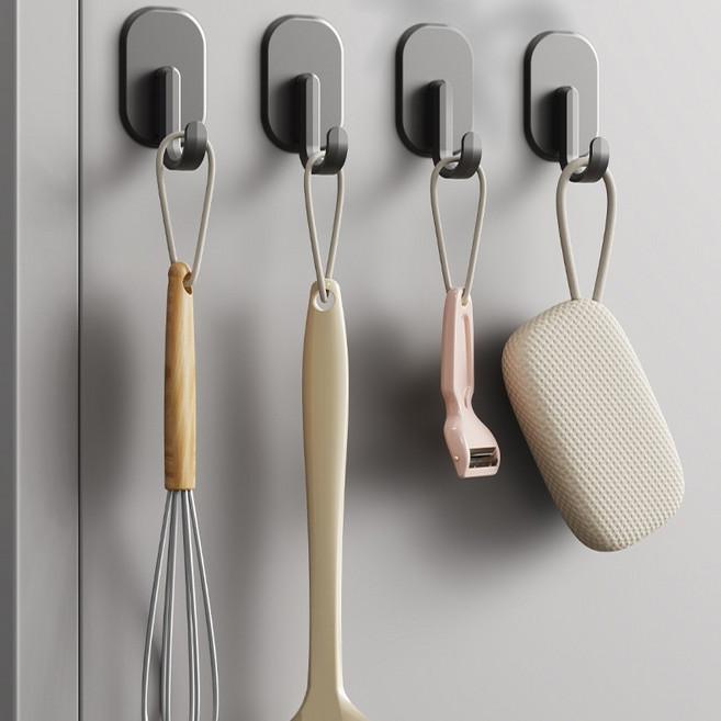 1+1 냉장고 자석 후크 강력한 자국없는 부착 현관문 마스크 차키 걸이, 1세트, 그레이 1칸 4P