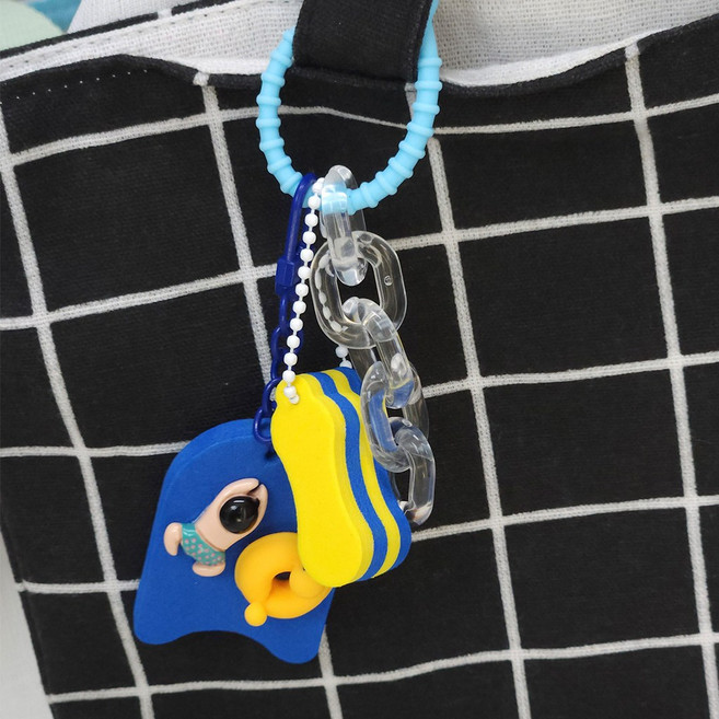 킥판 풀부이 수친자 전용 키링 수영 땅콩 열쇠고리 키홀더, 블루스트랩, 블루, 1개