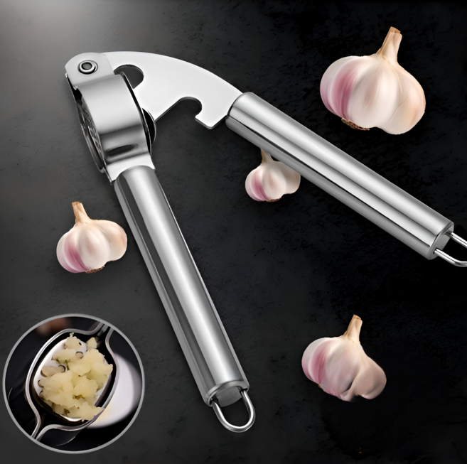프리미엄 스테인리스 마늘 프레스 주방용 압착기, 1개, 실버