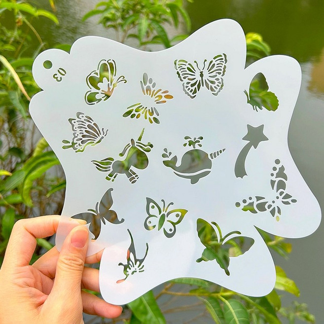 페이스페인팅도안 아트 할로윈 동물 타투 그림 바디페인팅 스텐실도안 얼굴 바디 세트 눈 나비, 나비 템플릿, 1개