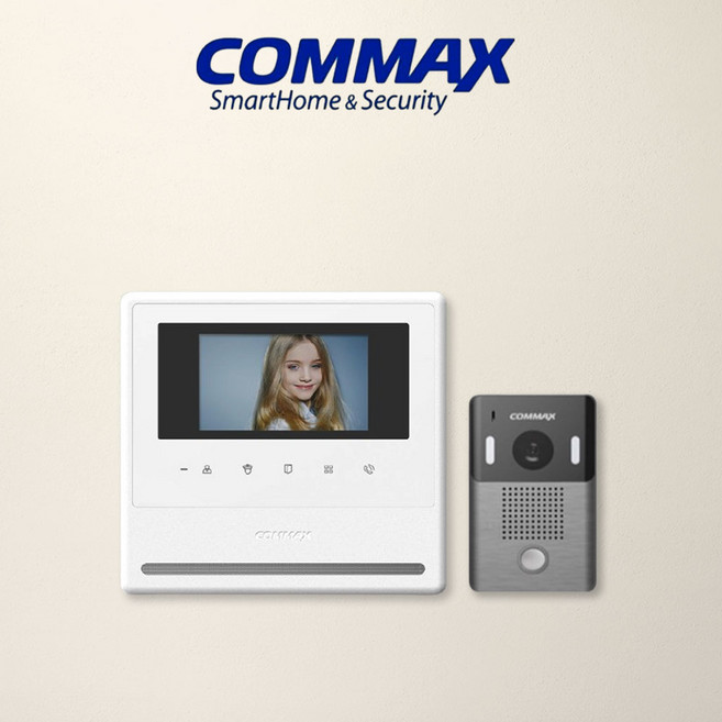 코맥스 CAV-43Y 비디오폰 초인종 세트 아날로그 아파트 주택 현관 설치 인터폰교체, 비디오폰+초인종세트/화이트