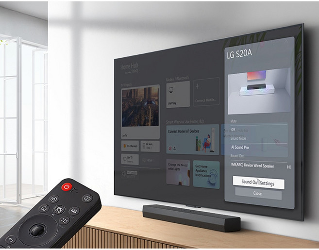 LG 사운드바 S20A SP2 블루투스 스피커 HDMI AI사운드프로 USB 벽걸이가능 리모컨, 블랙