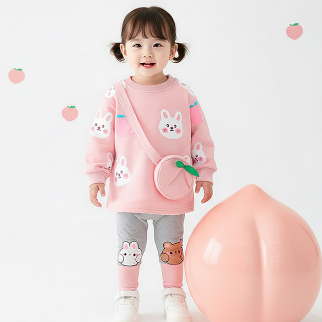 몽실이 가방장식 롱티 상하복 아동 어린이 여아용 가을 봄 외출복 레깅스 자매룩