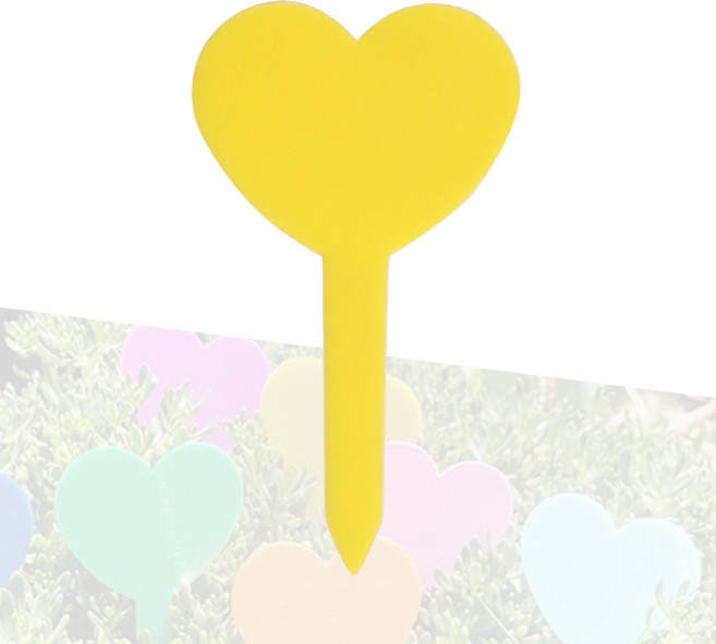 미미네아쿠아 하트 식물 이름표 (옐로우) 1개 -화분픽, 단품