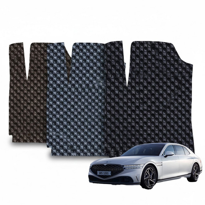제네시스 G90/에쿠스 프로쉴드 3D 엠보싱 PVC 확장형 미끄럼방지 자동차 카매트 풀세트, 블랙, EQ900 4인승(2륜)_15~18