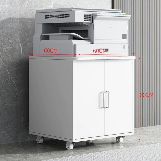 프린터서랍장 이동식 협탁 팩스 60x60x45cm(도어락) 복사기 다이 정리함, E. 60cm 하이 화이트