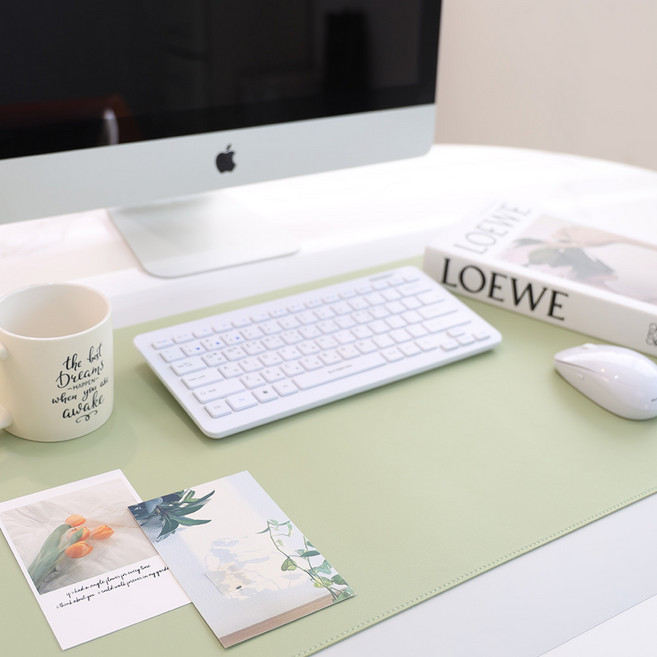 데스크매트 M L XL 테이블 책상 대형 논슬립 가죽 패드, 소프트그린