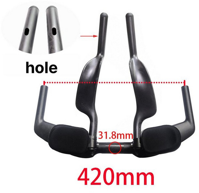카본 TT바 산악자전거 사이클 전동 드롭바 카본티티바, 1개, 기계식 420mm 핸들바 + 휴식 핸들바