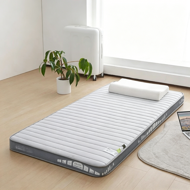 升級2800D 慢回彈乳膠記憶棉床墊 加厚款不易塌陷 透氣不悶熱 單人雙人皆可使用, 條紋灰, 5