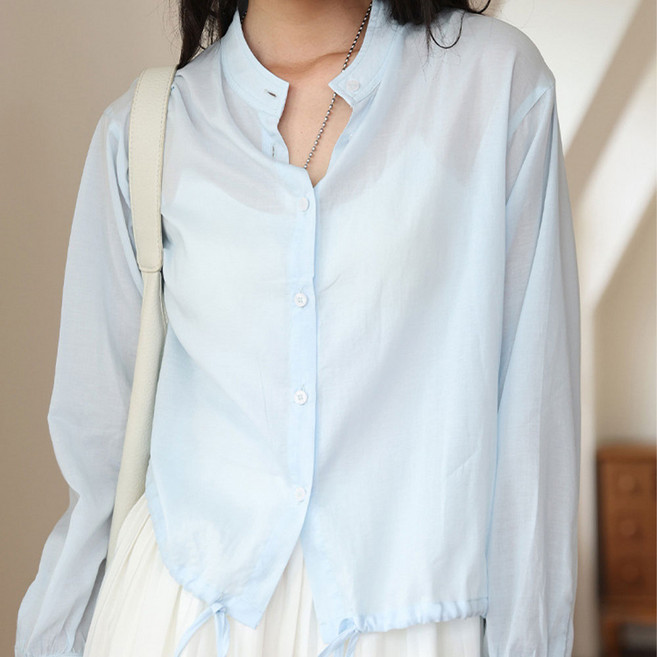 언에스온 텐셀 린넨 차이나 카라 셔츠