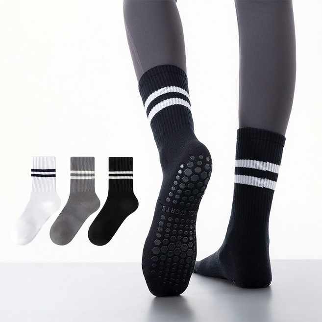 코튼위스퍼 여성용 논슬립 필라테스 요가 헬스 스포츠 양말 3종세트