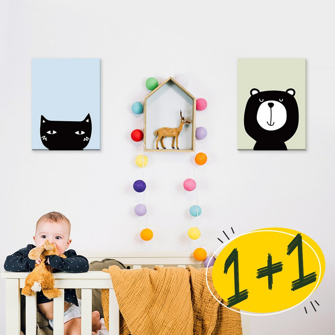 캐릭터 캔버스액자 1+1 그림액자 캐릭터액자, G4캔버스액자(곰)-20x30