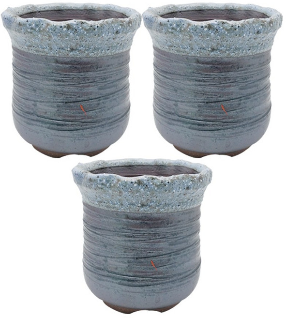 모두다 도자기 옹기 국산 여주 다육화분 G장미중, 3개, (블루)