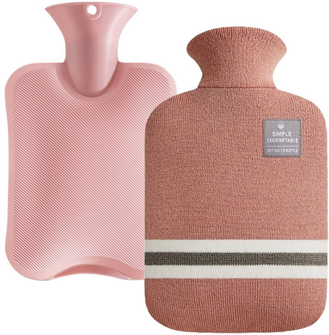 오마이리빙 오래가는 보온 물주머니 핫팩 + 찜질팩 커버 세트 2L, 1개, 핑크 2L