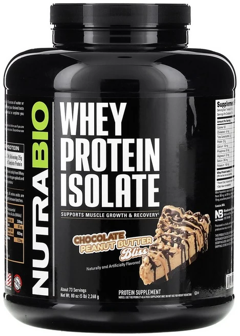 뉴트라바이오 NutraBio 분리유청단백질 초콜릿 피넛버터 블리스 2 268g5lb123667원산지:기타, 2267 g, 1개 - 쿠팡