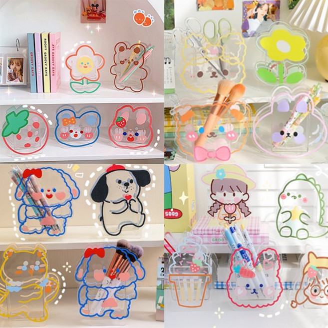 큐티 캐릭터 투명 아크릴 펜꽂이 브러쉬꽂이 소품꽂이 30종 5시전 당일발송, 14. 스타 공룡