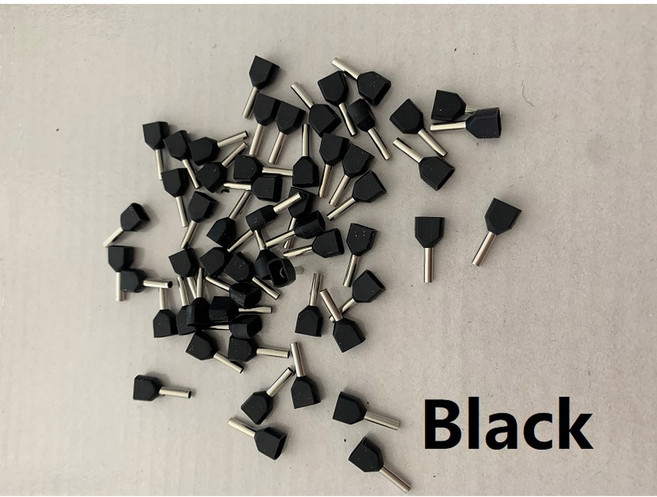 100PCS 이중 전선 TE 시리즈 절연 페룰 케이블 터미널 16MM 엔드 커넥터 러그 코드 압착 전기 구리 2X0.5MM 블록, TE10 14 100pcs, TE Dual Wires Bla