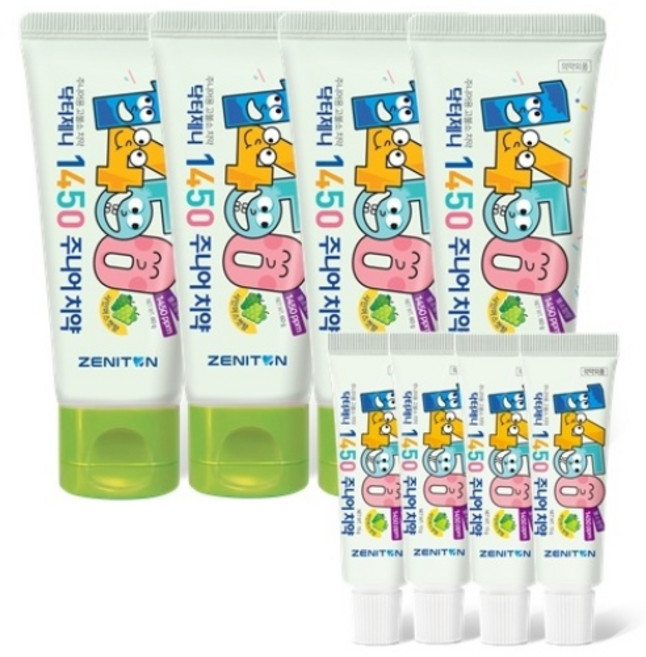 제니튼 닥터제니 1450 고불소 치약 샤인머스캣향 4개+미니치약 4개, 1세트, 60g