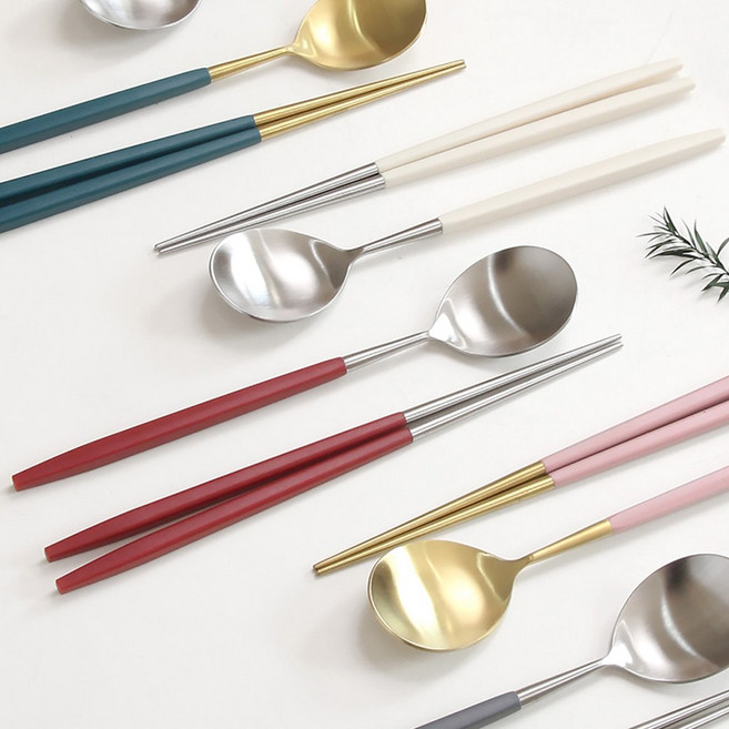 보겐 아망뜨 수저세트 한식, 보겐 아망뜨(솔리드) 샤틴 수저세트 카민레드, 1개, 숟가락+젓가락세트