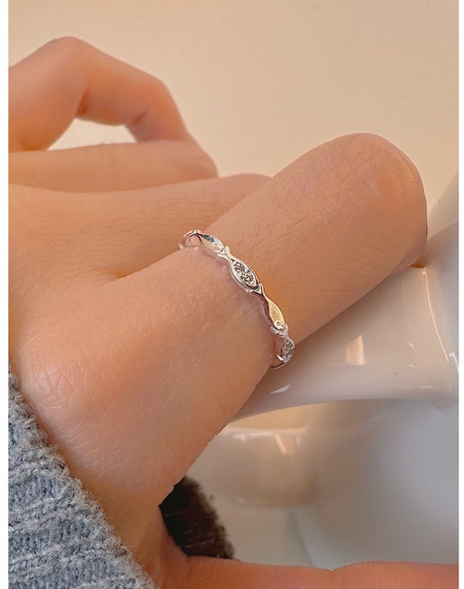 925silver 미니 키링 물고기 큐빅 반지 은반지