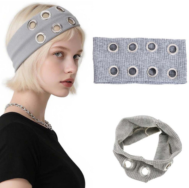 루이 메탈 펑크 헤어밴드 통기성 넓은 머리띠 스포츠 터번 Y2K 스타일 데일리 액세서리