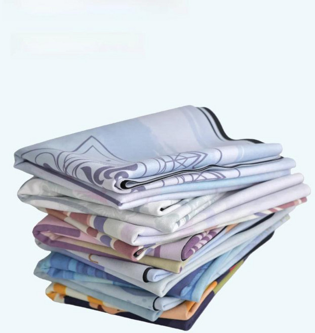 초박형 스웨이드 고무 요가 매트 타월 흡 미끄럼 방지 세탁 휴대용 여행 담요 운동 피트니스, 1개, 10. 수채화 잉크/약간의 흠집/핸드백