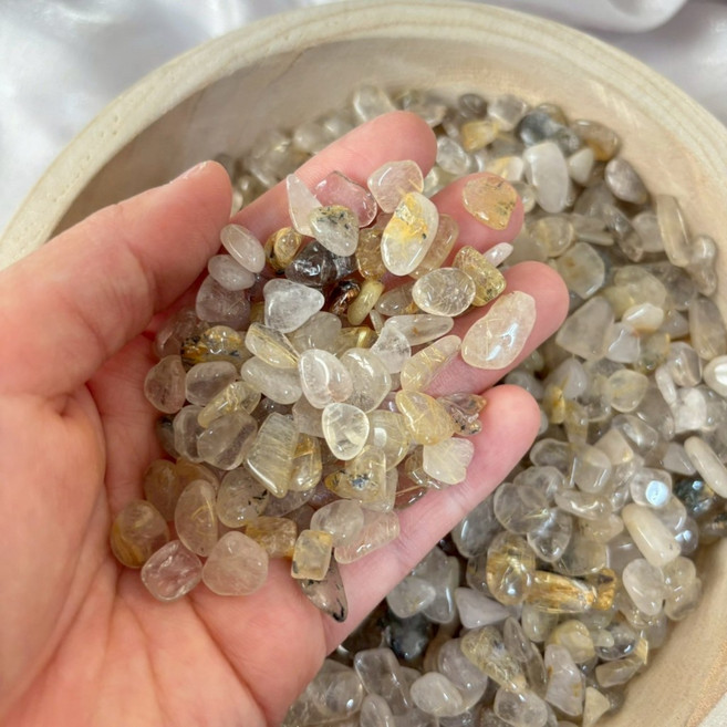 水晶碎石 100g 消磁淨化 開運招財 白水晶 粉水晶 金髮晶 超七 能量石, 1個, 【金髮晶｜7-9mm】招正財、提升領導力
