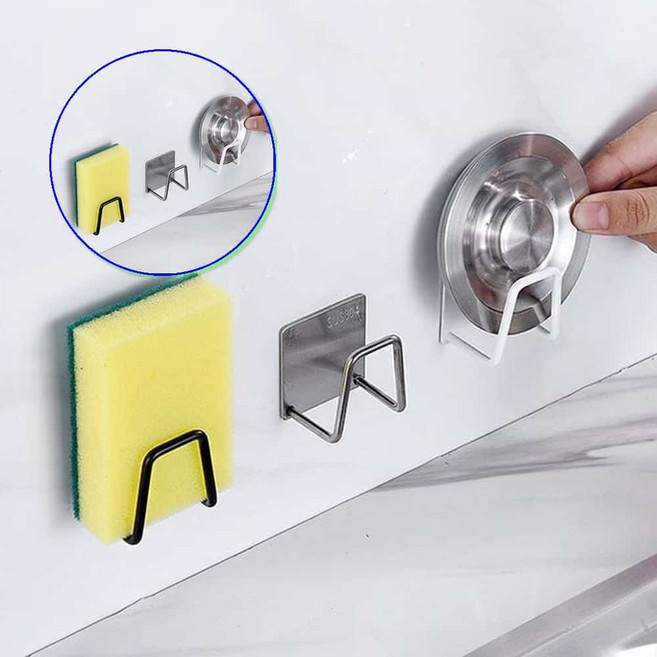쌍문상회 지금 필요한 수세미걸이 304 주방 스폰수세미랙 홀더 스텐 수세미거치대 욕실 수세미통 스테인레스 싱크대거치대 싱크대수세미걸이 싱크대선반 31872EA, 블랙