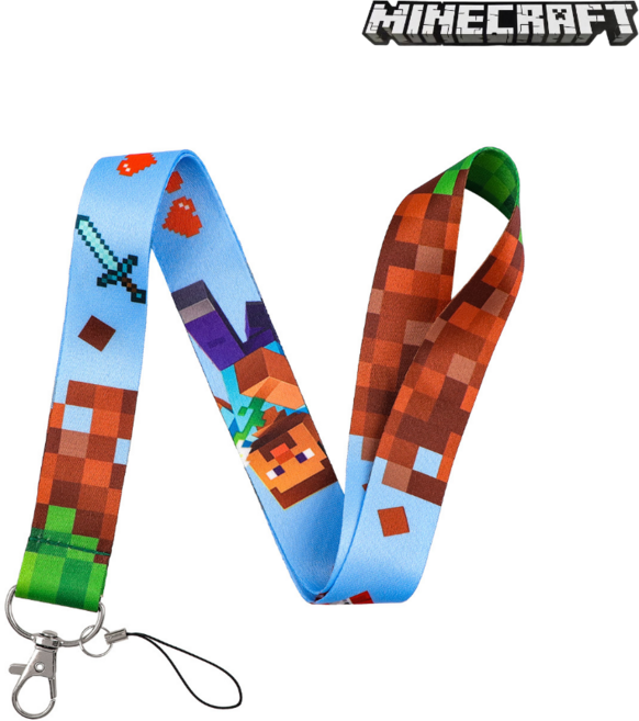 모아컴퍼니 마인크래프트 핸드폰 스트랩 목걸이줄 교통 버스 카드 케이스 홀더, 1개, 스카이 줄