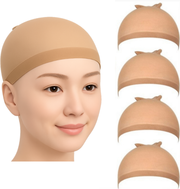 이음모음 매듭없는 고탄력 가발망, 스킨색 4p, 1개