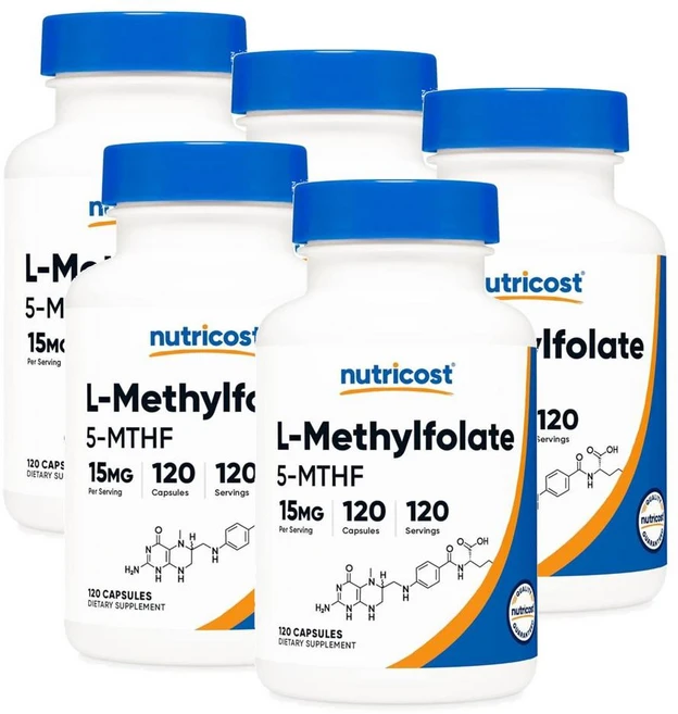뉴트리코스트 L-메틸 엽산 활성엽산 15mg 활성엽산 캡슐 Nutricost L-Methylfolate, 5개, 120정 - 쿠팡