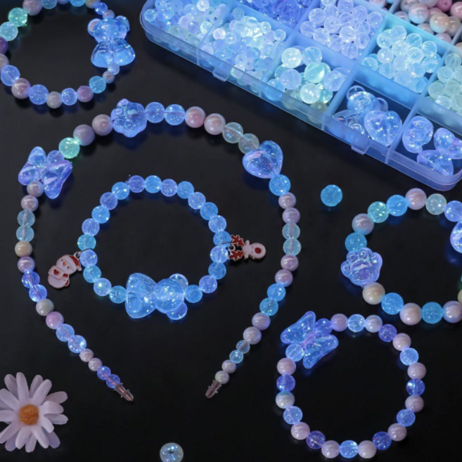 비즈놀이터 비즈공예세트 비즈팔찌만들기 DIY키트, 1개, 야광믹스 24칸