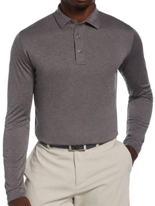 Callaway 남성용 에센셜 긴소매 골프 폴로 셔츠 스윙 기술 옵티드라이 기술 및 자외선 차단 화이트 그레이 Htr, XX-Large Big Tall, Quiet Shade Heather