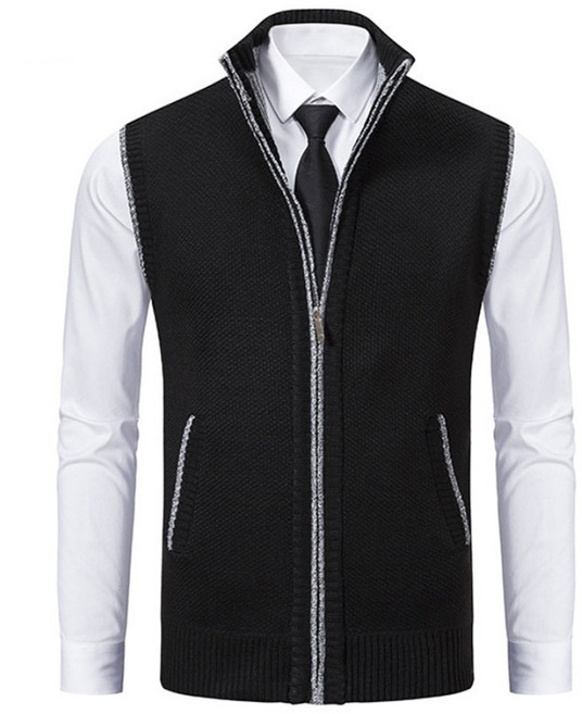 남성 기모 니트 조끼 집업 베스트 모크넥 비즈니스 캐주얼 WI235J
