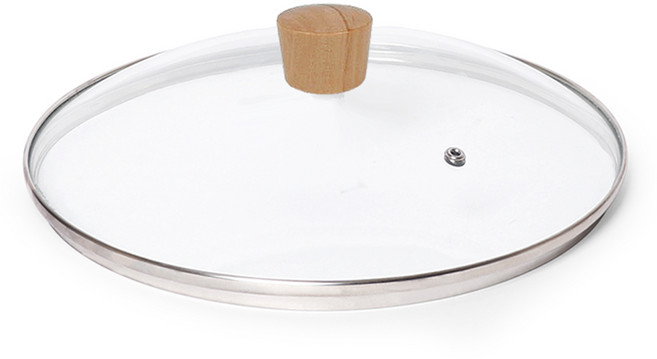 베이직 우드 노브 넘침방지 유리뚜껑 16~32cm 냄비 후라이팬 뚜껑, 28cm, 1개
