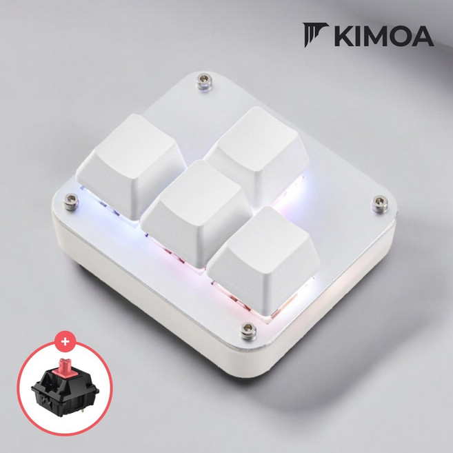 키모아 방향키 키보드 4키 WASD 키패드 매크로 한손 단축키 커스텀 게이밍, 적축, 유선, 화이트, 적축