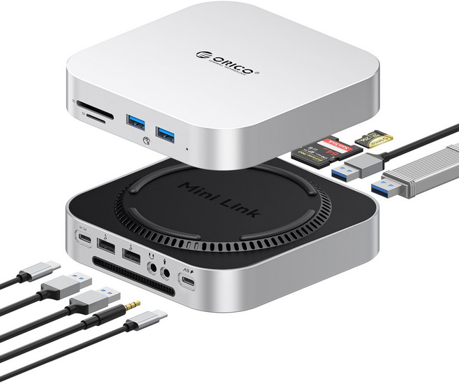 오리코 MiniLink C타입 9 in 1 맥미니 적용 RJ45 2.5G 오디오 TF/SD 멀티 USB허브 M48PR, 8 in 1 M48P