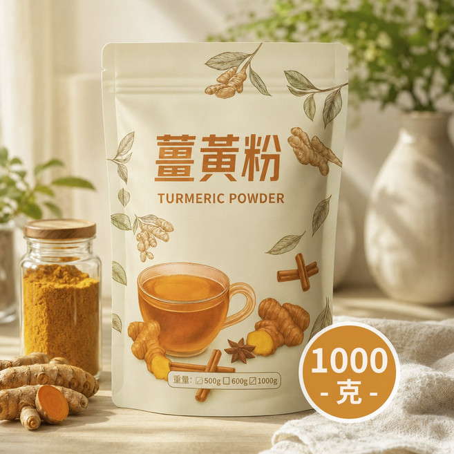福園實業社 印度薑黃粉 AA級 高純度 重金屬檢驗合格 多規格, 1個, 1000g