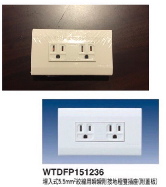 Panasonic 國際牌 星光系列 WTDFP151236 廚房專用雙插座附蓋板, 1個