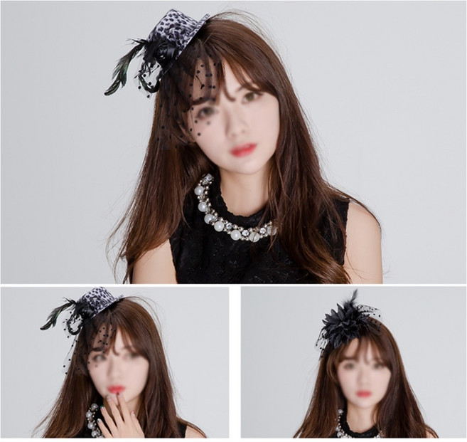 모자모향 머리핀 튀는 개성있는 분장 고급스런 호피 블랙 아이템
