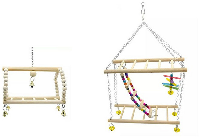 앵무새용품 2종 세트 소형 및 대형 2단 그네 사다리, 2종세트, 1개