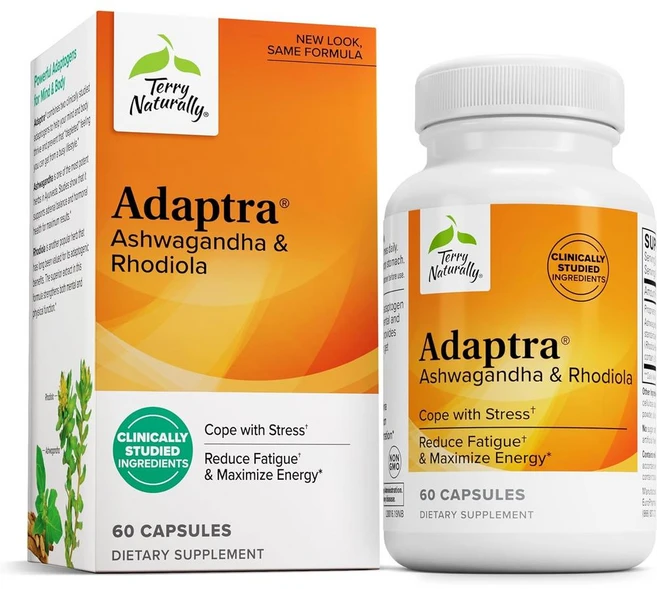 테리 내추럴리 아답트라 아슈와간다 로디올라 캡슐 Terry Naturally Adaptra Ashwagandha Rhodiola, 1개, 60정 - 쿠팡