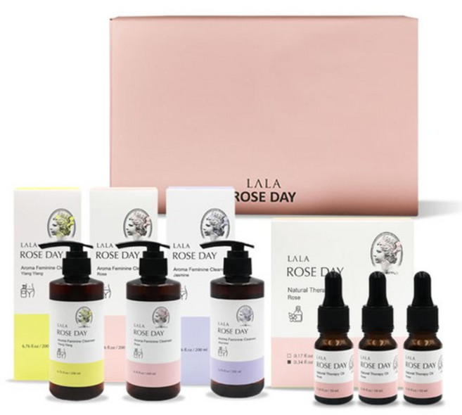 [라라로즈데이] 아로마 이너퍼퓸 10ml 3개+여성청결제 3개 선물세트, 02.로즈3개+일랑일랑3개