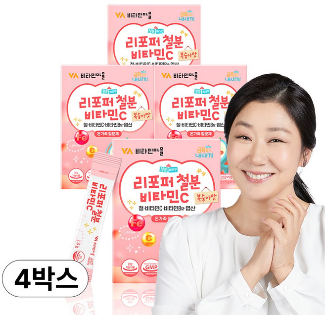 비타민마을 금쪽같은내새끼 리포퍼 철분 비타민C 복숭아맛 총120포 4개월분, 45g, 4개